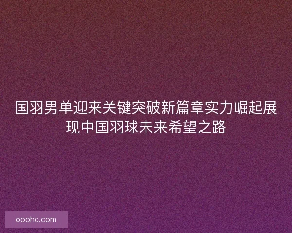国羽男单迎来关键突破新篇章实力崛起展现中国羽球未来希望之路
